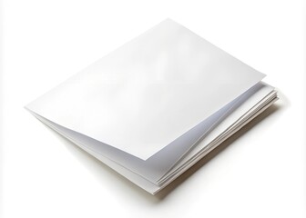 Folded sheet of white paper, isolated on white background