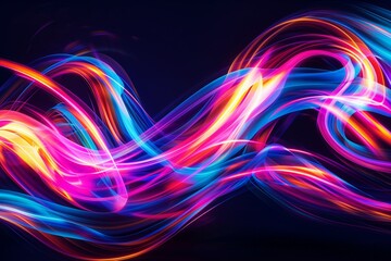 Wall Mural - A colorful, glowing, and twisted line that appears to be a wave