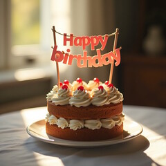 Birthday cake with happy birthday banner