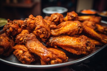 Wall Mural - Close up of fried chicken wings