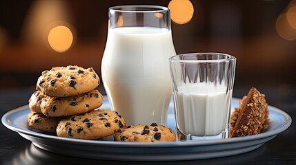 milk and cookies HD 8K wallpaper Stock Photographic Image