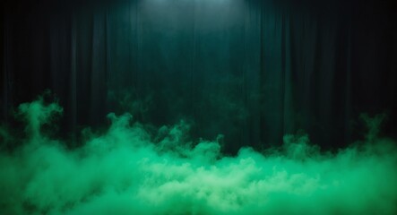 Green mist enveloping a dark backdrop creating a haunting effect