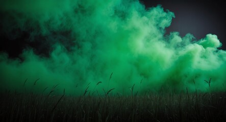 Wall Mural - Green mist enveloping a dark backdrop creating a haunting effect