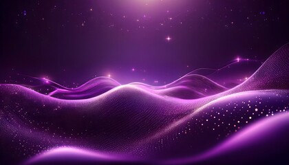 Wall Mural - Digital purple particles wave sparkling light abstract background. Glowing advanced futuristic modern connectivity concept