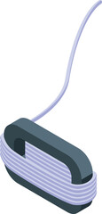Poster - Inductor coil with copper wire winding presenting isometrically on white background