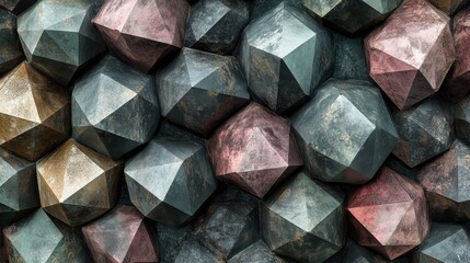 Poster - Close-up of a Wall Composed of Multi-Colored Geometric Shapes