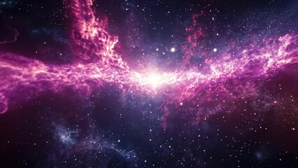 Wall Mural - A pink nebula stretches across the vast expanse of space, dotted with countless stars
