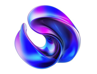 glossy iridescent twisted loop sculpture transparent image. striking abstract form with smooth surfa