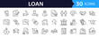 © SMUX - Loan set of web icons in line style. Loan and Credit linear icon collection. Containing loan, money, credit rating, business, leasing, interest, calculator, income, banking and more. Editable stroke