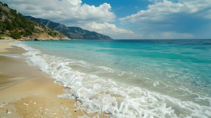 Wall Mural - Sandy Beach: A serene sandy beach on the Mediterranean coast