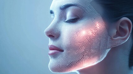Fototapete - Abstract illustration featuring lines and dots representing skincare procedures in a modern aesthetic setting. Generative AI