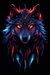 Naklejka na meble Abstract Neon Wolf