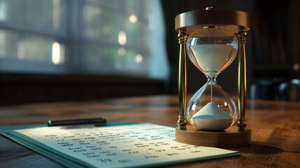 An hourglass and calendar symbolize time running out, reminding us of important appointments, schedules, and deadlines.