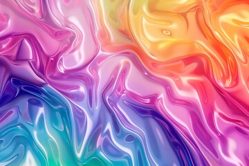 Poster - A colorful painting with a rainbow background and a swirl of colors