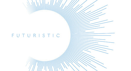 Aufkleber - Blue minimal linear rays arranged in a circle abstract tech background. Vector tech futuristic design