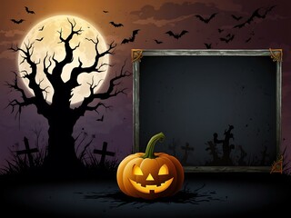 Spooky Halloween elements on a blank border background for promotions.