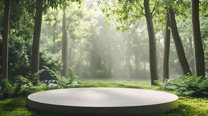 Poster - Serene Forest Clearing with Sunlight and Lush Greenery