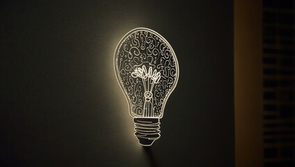 Sticky note featuring a light drawing symbolizing ideas.