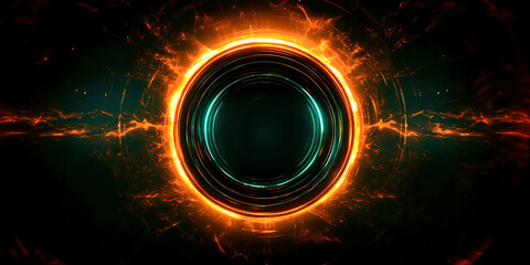 A glowing orange circle with a dark background