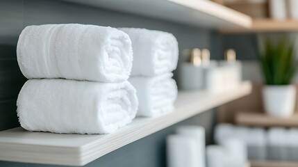 Sticker - Rolled White Towels on a White Shelf