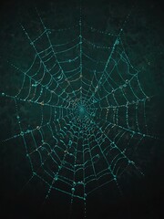 Teal spider web illustration