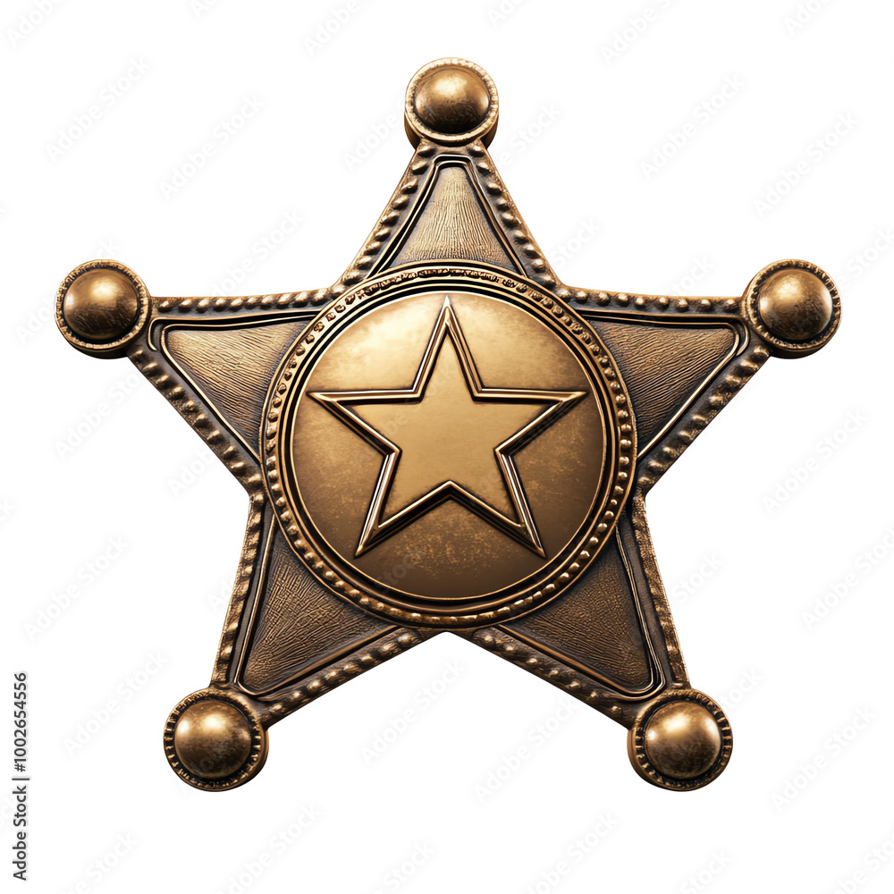 Vintage sheriff star badge on a white isolate background. transparent ...