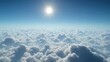 © S - A tranquil sky above sparse clouds, with a vivid blue sky and a small bright sun