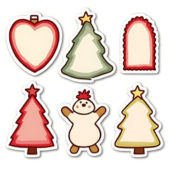 set of 6 stickers with Christmas style, each sticker has a different shape, blank space inside for writing notes_00001_