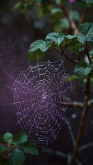 Wall Mural - Violet spider web illustration