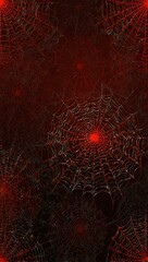 Wall Mural - Vivid red spider webs illustration.