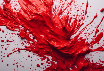 Canvas Print - Abstract red brush strokes on white background, creating a bold and dynamic visual effect.