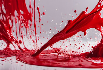 Canvas Print - Abstract red brush strokes on white background, creating a bold and dynamic visual effect.