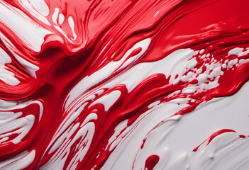 Canvas Print - Abstract red brush strokes on white background, creating a bold and dynamic visual effect.