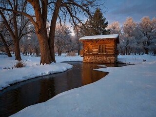 Wall Mural - Winter scene in Fort Collins, Colorado.