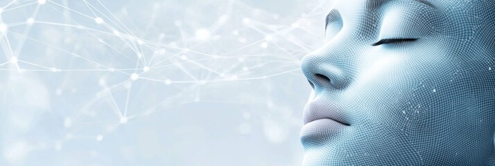 Aufkleber - Abstract lines and dots create a skincare procedure diagram in a serene, modern aesthetic environment. Generative AI