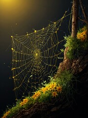 Wall Mural - Yellow cobweb illustration