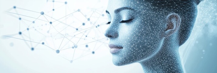 Fototapete - Abstract representation of skincare procedures with lines and dots illustrating beauty treatments and rejuvenation techniques. Generative AI