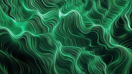 Wall Mural - Abstract Green Wave Patterns in Motion