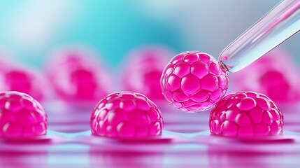 Sticker - Close up of pink spheres with pipette.