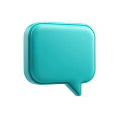 3D turquoise speech bubble icon on a black background