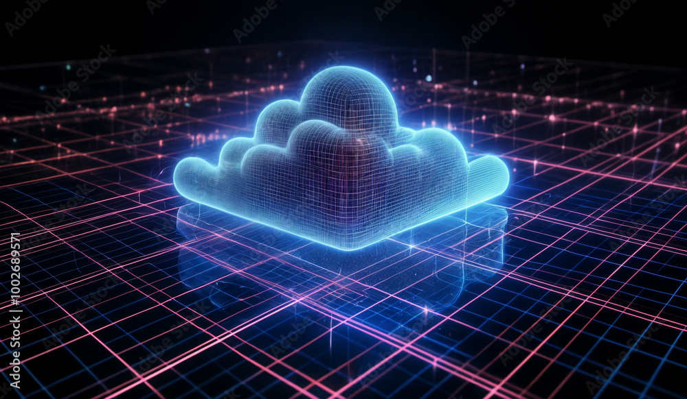 Cloud computing concept background. Digital data and network with ...