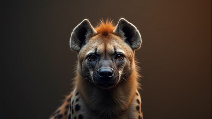 hyena on a brown background close-up