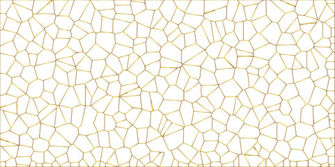 Poster - Golden gradient lines stroke abstract white crystalized broken glass background. Voronoi diagram background. abstract desktop texture design digital art wallpaper, decoration vector illustration..