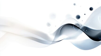 Poster - Abstract digital waves and data lines, floating in space against a white background. Perfect for futuristic tech and innovation-focused visuals.
