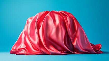 Wall Mural - A red piece of fabric is draped over a blue surface