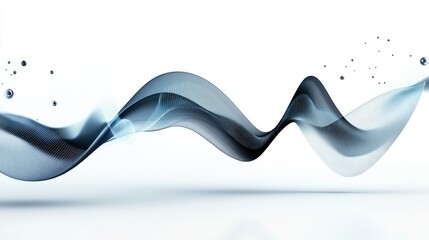 Poster - Abstract digital waves and data lines, floating in space against a white background. Perfect for futuristic tech and innovation-focused visuals.