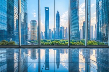 financial center office building in shanghai, china, generative ai