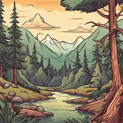 Wall Mural - background illustration of wilderness nuance scenery