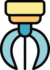 Poster - Modern, colorful icon of a robotic claw used in manufacturing and other industries