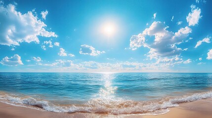 Poster - Serene Ocean View with Light Blue Sky and Clouds